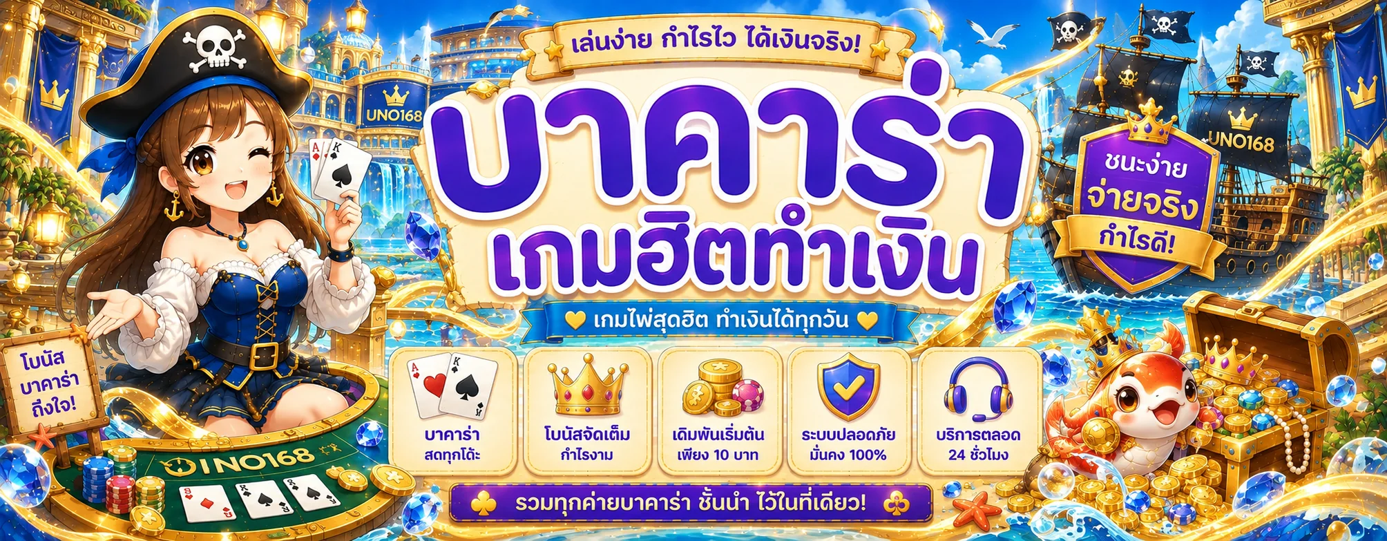 แบนเนอร์ UNO168 คาสิโนออนไลน์และเกมบาคาร่า